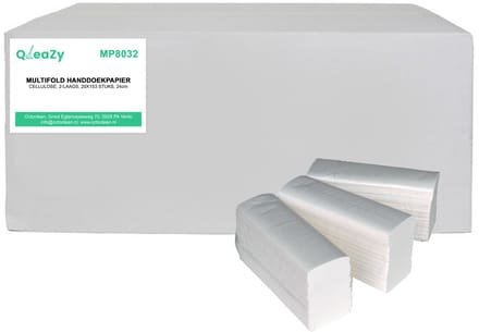 QleaZy Papieren Handdoeken Multifold X Gevouwen - 3000 Handdoekjes - 2 lgs- Cellulose wit