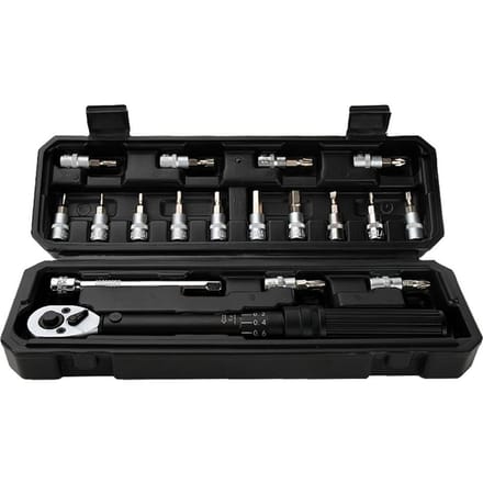 WISRETEC 2-20Nm 1/4 pouces 18 pièces jeu de clés dynamométriques à double câble jeu d'embouts de clé dynamométrique préréglée SHHX-20S black