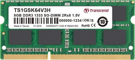 Transcend 8GB DDR3 geheugenmodule 2 x 8 GB 204-pin SO-DIMM