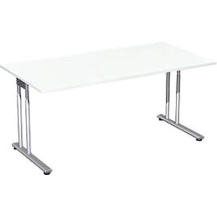 Bureautafel PALENQUE, C-poot, rechthoek, B 1600 x D 800 x H 680-820 mm, wit