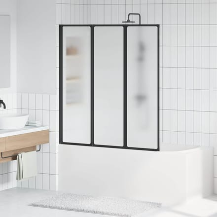 vidaXL - Douchescherm - Zwart - 132 - x - 2 - x - 140 - cm - Aluminium - en - PP