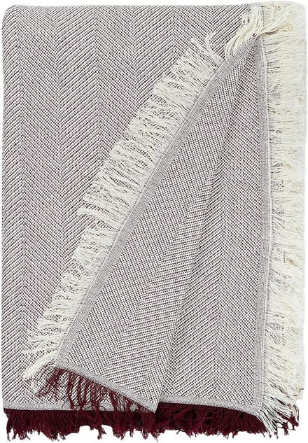 Multifunctionele sjaal 80% katoen 20% polyester ecru/garnet 130 x 180 cm