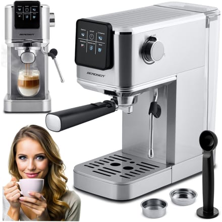 Espressomachine met portafilter 20 bar Berdsen BD-770 zilver