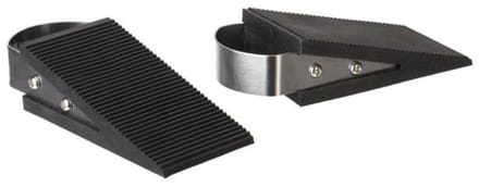 Perel Set deurstoppers, wigvorm, zwart rubber, RVS greep, 49 x 30 x 120 mm, 2 stuks