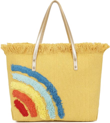 Ines Delaure - Strandtas/shopper/weekendtas - rainbow - met ritssluiting - geel