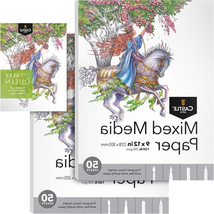 Mixed Media Tekenblok - Schetsboek Papier - Creatief Tekenen - Zwaar Papier - 2-Pack 100 Vellen - Wit