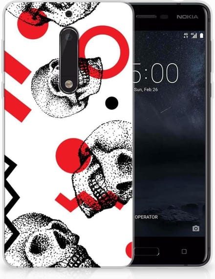 Silicone Back Case Nokia 5 Skull Red