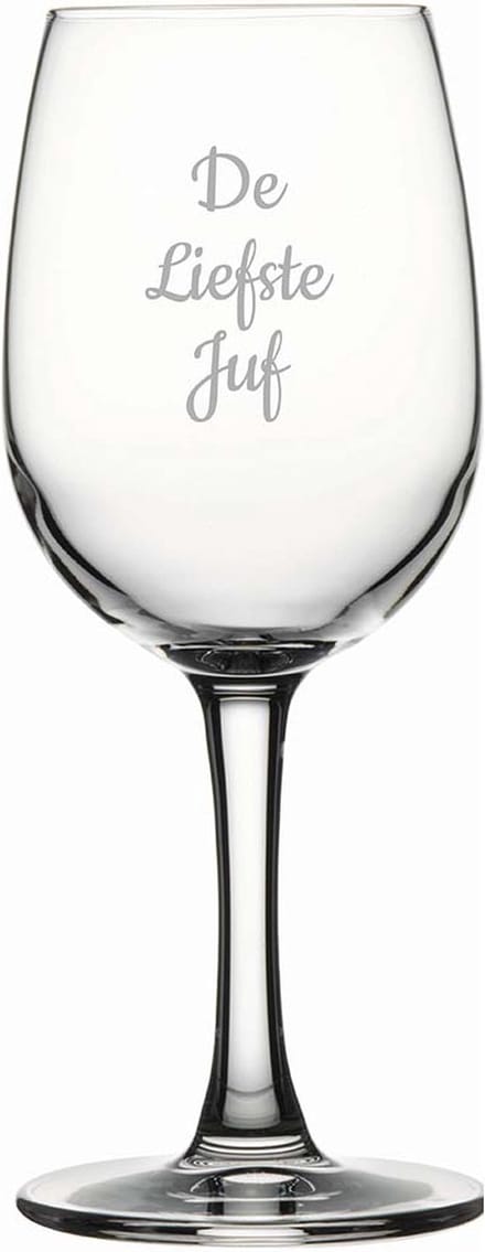 Gegraveerde witte wijnglas 26cl De Liefste Juf