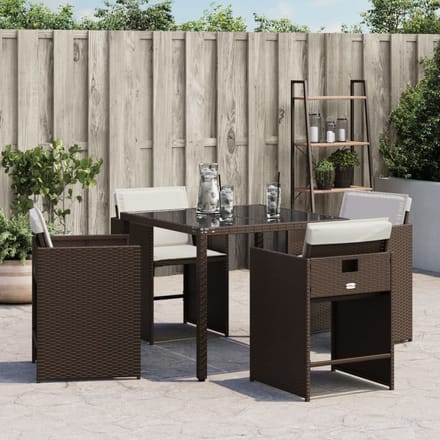 vidaXL - Tuinstoelen - 4 - st - met - kussens - poly - rattan - bruin