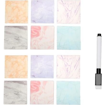 Lot de 12 notes autocollantes effaçables à sec, réutilisables, amovibles, avec un stylo, pour mur, réfrigérateur, miroir, bureau beige