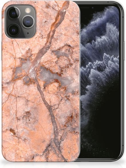 Apple iPhone 11 Pro TPU Siliconen Hoesje Marmer Oranje