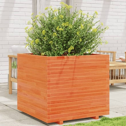 vidaXL - Plantenbak - 80x80x72 - cm - massief - grenenhout - wasbruin