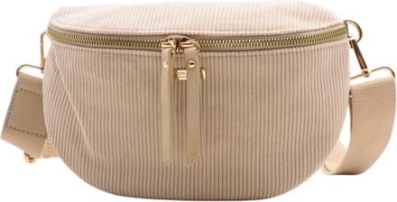 Flora&Co - Handtas - Crossbodytas - Bumbag - Ribfluweel - beige
