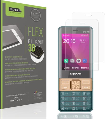 dipos FLEX – 2x Matte Screenprotector geschikt voor GFive New Crown 2 | Volledige Schermbescherming | Case-Friendly