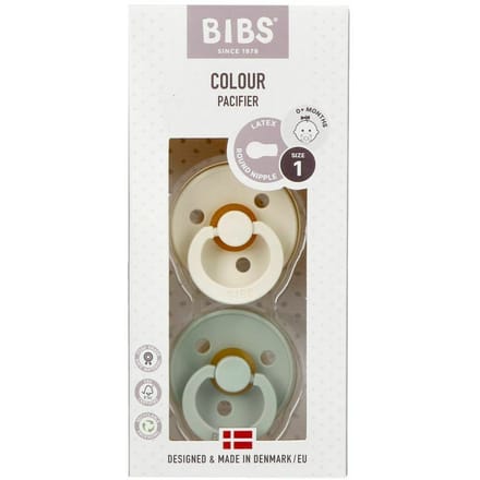 BIBS Colour Fopspeen - 0-6 mnd - 2-pack - Rond - Ivory/Sage
