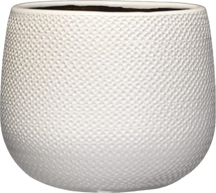 Mica Decorations Bloempot - wit - keramiek - ribbels - D18 x H16 cm - plantenpotten
