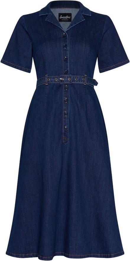 Succubus Clothing Rosie Denim 50's Swing Jurk Navy