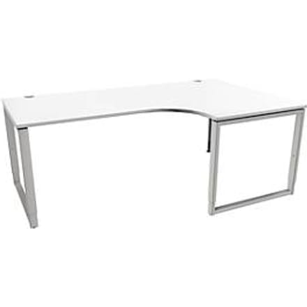 Schäfer Shop Genius MODENA FLEX hoekbureau, 90°, beugelvoet, bevestiging rechts, B 2000 mm, wit