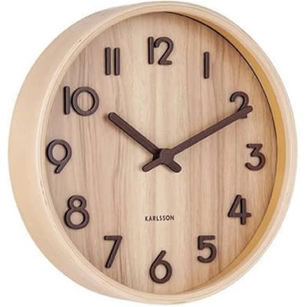 Karlsson Wandklok Pure - Licht lindehout - Small - Ø22cm - Scandinavisch