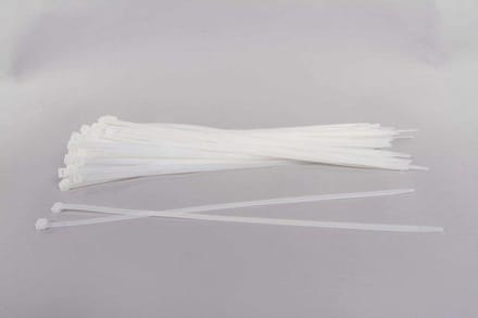 Kabelbinders - Tie-wraps 300 mm lang x 4.8 mm breed,  Wit – 100 stuks. + Kortpack pen (099.0366)