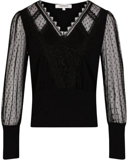 Vrouwtje T-shirt met Plumetis en Lange Mouwen