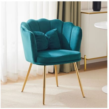 Chaise longue moderne en velours chaise de bain, chaise rembourrée confortable avec dossier en forme de pétale
