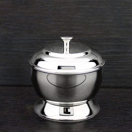 Scheerschaal met deksel - Scheerkom RVS - Scheren Voorbereiden - Roestvrij staal - 11 cm diameter - Zilver