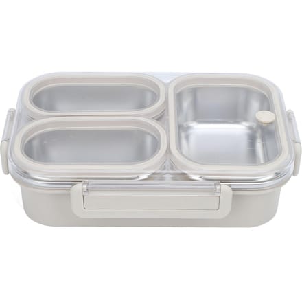 Verdeelde Lunchbox 304 Roestvrij Staal Lekdicht Verwarmbaar 3 Vakken Rechthoekige Voedselcontainer Gray gray