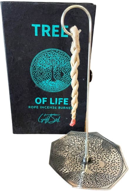 Rope Incense and Silver Plated Holder Set - Tree of Life