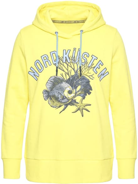 Laurasøn - Dames - Sweatshirt met capuchon printapplicatie OEKO-TEX - Neongeel - Maat 40+