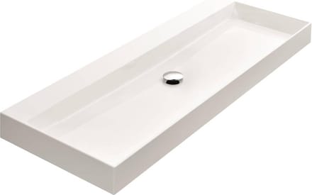 Ben Modena wastafel mineraalmarmer 100x40x9 cm 2 kraangaten glans wit