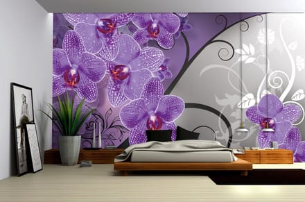 Flowers Floral Orchids Pattern Photo Wallcovering