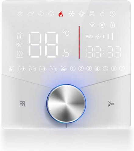 Slimme Thermostaat - WiFi Controller - Energie Besparen - LED Paneel - 12.4 mm Dun - Wit