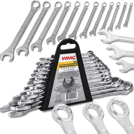 WMC TOOLS - Zesdelige Ringsleutelset - 12 Stuks - CrV Staal - 6-22mm