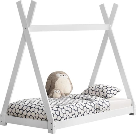 Juniorbed - Tipi met bedbodem 80x160cm - wit mat gelakt