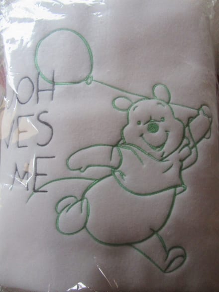 Deken - Bed - Wit met mint groen - Pooh - 100x 150 cm