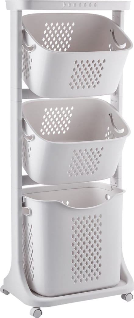 Sens Design Wassorteerder – Wasmand met 3 vakken - op wieltjes