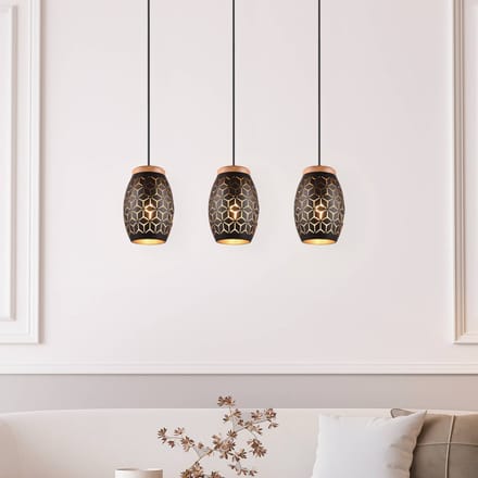 REALITY BIDAR - Hanglamp - Zwart-goud - excl. 3x E27 4 W - Voetschakelaar - Zwenkbaar