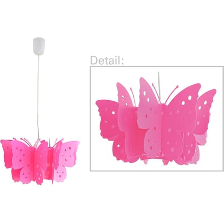 Näve Hanglamp Kizi in pink met vlinders