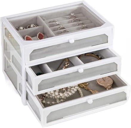 Sieraden Organizer - Opbergdoos - Juwelen Opbergen - Drie Lades - Stapelbaar - Transparant