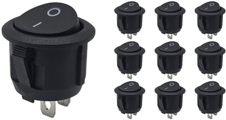 ProRide Wipschakelaar ON/OFF KCD2-202 - 2-pins - Rond ?20mm - 250V/6A - Zwart - 10 stuks