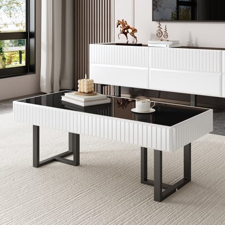 REDOM Salontafel 110x50,5x41 cm van MDF/spaanplaat, met hoogglans blad