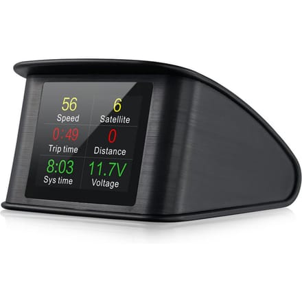 Smart HUD-display, 2,2-inch universeel GPS-head-updisplay met weergave van snelheid, hoogte, spanning, zwart