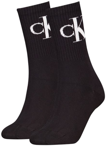 Calvin Klein 2-paar Crew dames sokken - Logo - katoen - 38 - Zwart
