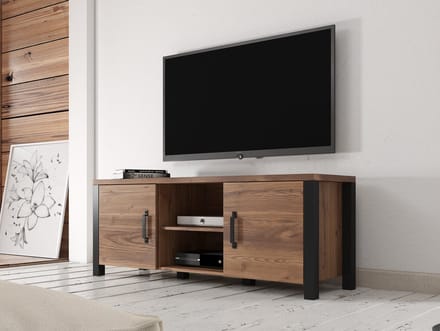 Meubella - TV-Meubel Olivia - Zwart - Eiken - 147 cm