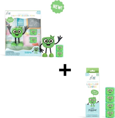 Glo Pals Pippa VOORDEEL SET - Light up cubes - Character + light up cubes - groen