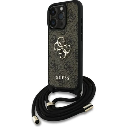 Guess 4G Serie - iPhone 16 Pro Max Hoes - Crossbody Strap - Leren Bescherming - Bruin