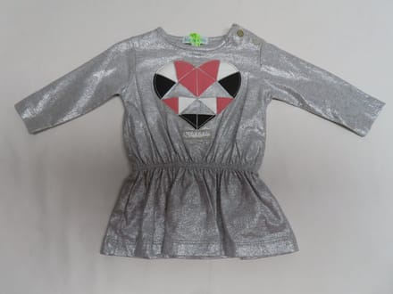 Jurk - Meisje - Glitter - Zilver + hartje - 1 maand 56