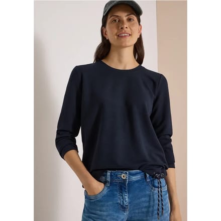 Shirt met lange mouwen, ronde hals en trekkoord