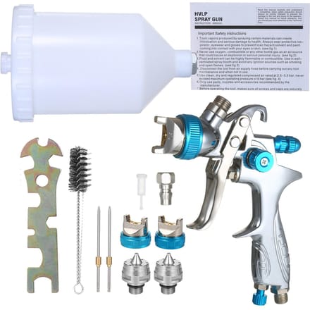Spuitpistool Gravity Feed Verfspuit met 600 ml beker 1,4 mm 1,7 mm 2,0 mm mondstuk voor zilver